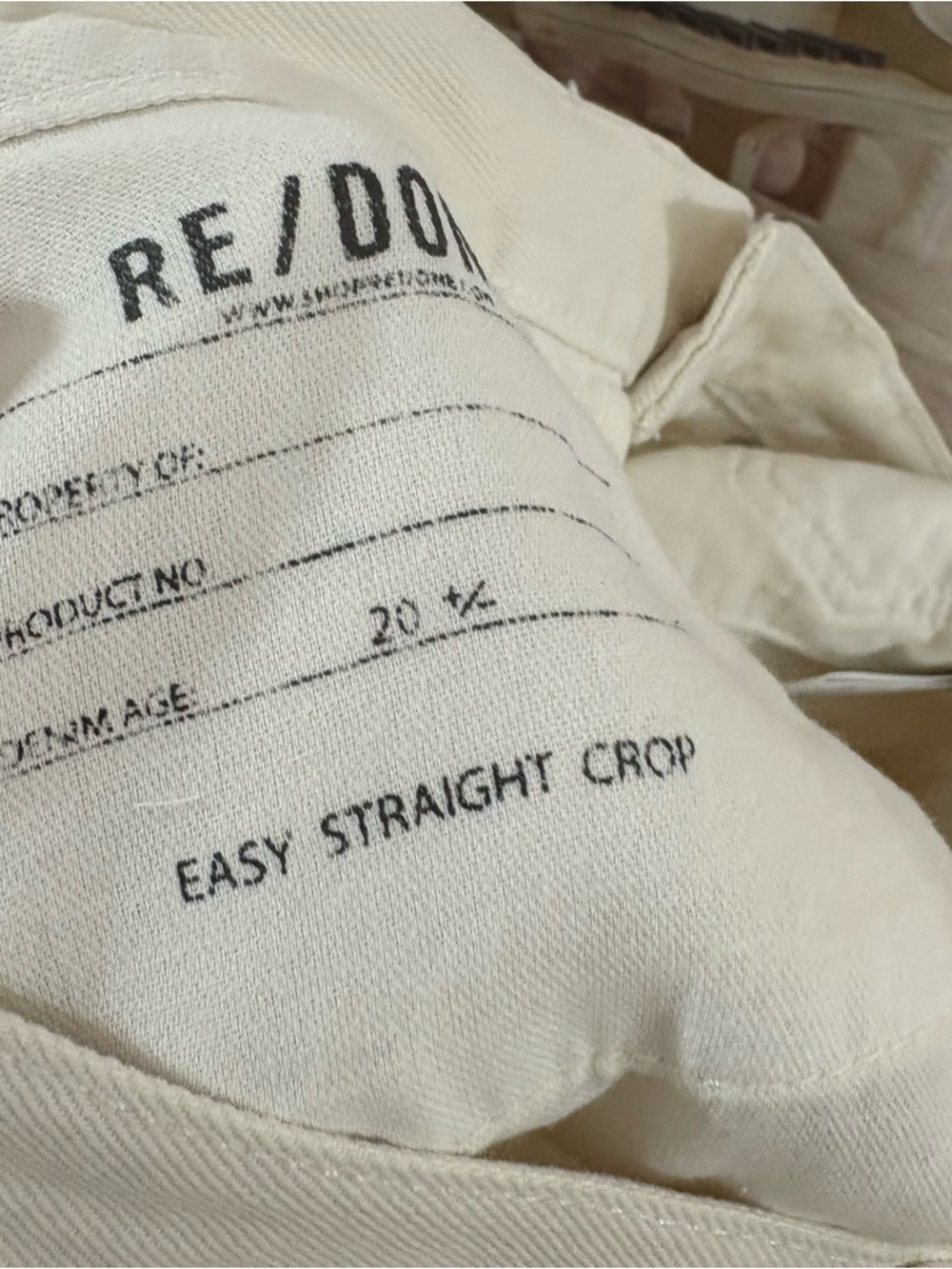 NEW Re/Done Cream High-Rise Easy straight Crop Jeans - Picture 8 of 11